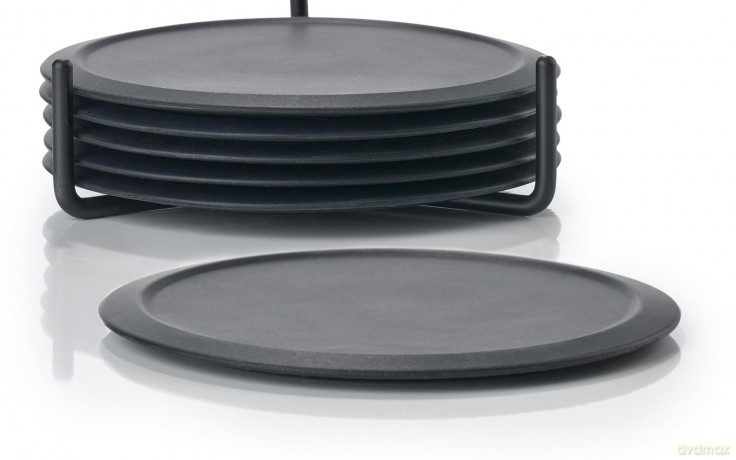 Zone Denmark - Glass Trivets w. Holder - Black (330303)