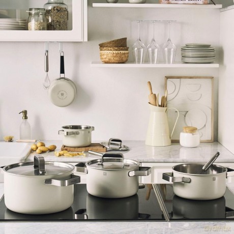 Zwilling - Pure Pots and pans set - Elfenben-Hvid - 3-pcs, 18/10 stainless steel