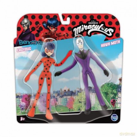 Miraculous Bend-Ems Figures 2-Pack Ladybug + Hawk Moth 19x20cm