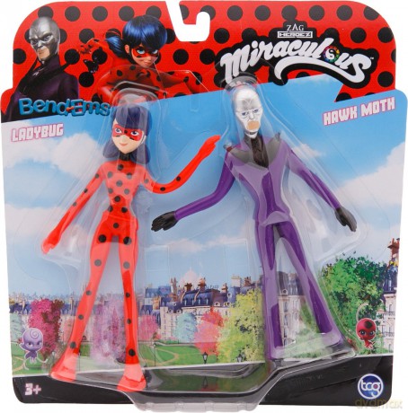 Miraculous Bend-Ems Figures 2-Pack Ladybug + Hawk Moth 19x20cm