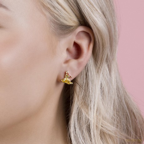 Peers Handy - Brass Enamel Fill Bambi Earrings /Jewellery