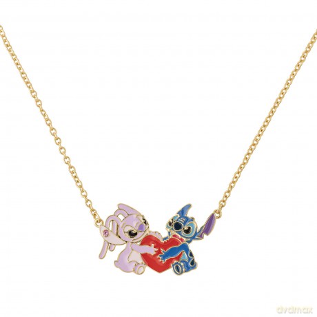 Peers Hardy - Brass Yg Plt 18" Stitch And Angel Enamel Heart Necklace /Jewellery