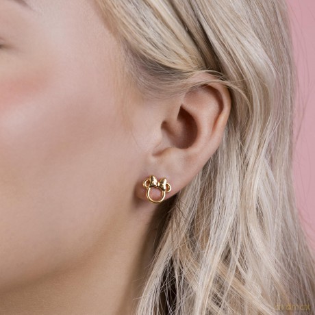 Peers Hardy - Brass Yg Plt Minnie Mouse Bow Earrings /Jewellery