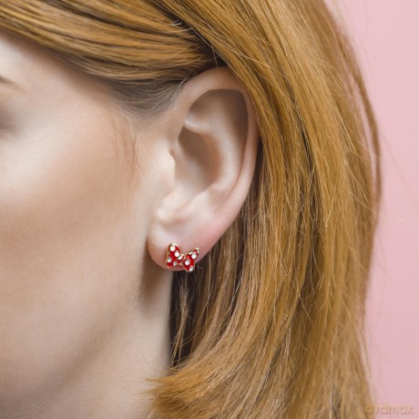 Peers Hardy - Disney Minnie Mouse Red Polka Dot Bow Earrings /Jewellery
