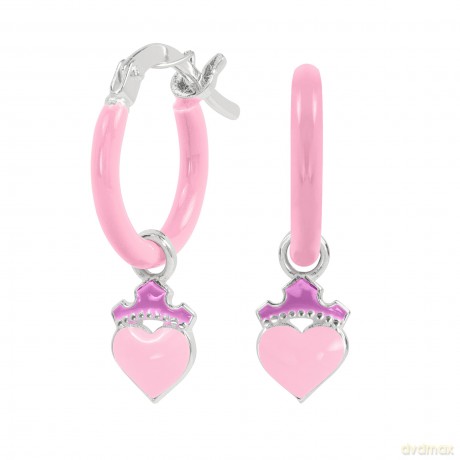 Peers Hardy - Sterling Silver 925 Disney Princess Enamel Fill Love Heart Huggie Earrings /Jewellery