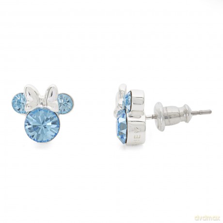 Peers Hardy - Sterling Silver 925 Minnie Mouse March Birthstone Crystal Stud Earrings /Jewellery