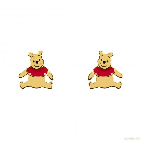 Peers Hardy - Sterling Silver 925 Yg Plt Winnie The Pooh Stud Earrings With Red Enamel /Jewellery