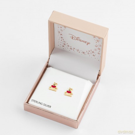 Peers Hardy - Sterling Silver 925 Yg Plt Winnie The Pooh Stud Earrings With Red Enamel /Jewellery