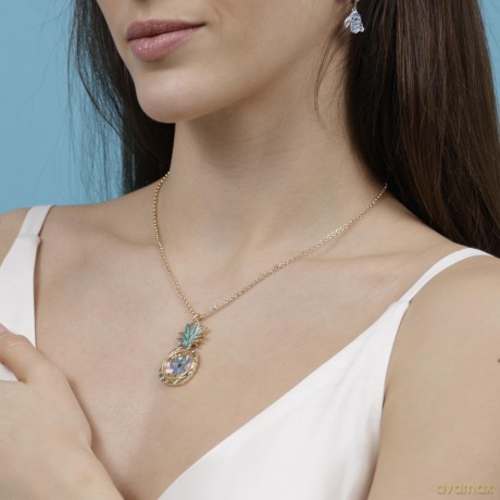 Peers Hardy - Stitch Floating Crystals In Pineapple Pendant Necklace /Jewellery