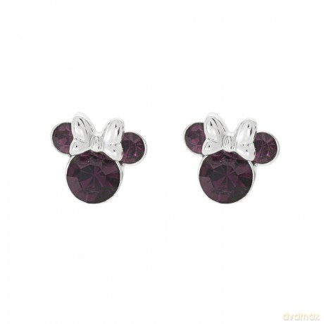 PH - Disney Minnie Silver Plated Brass February Birthstone Stud Earrings /Jewellery