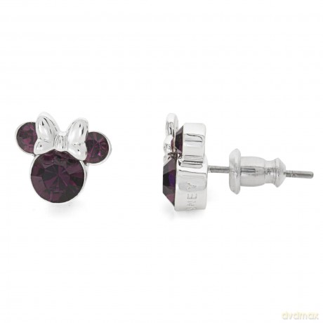 PH - Disney Minnie Silver Plated Brass February Birthstone Stud Earrings /Jewellery