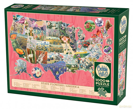 COBBLE HILL 1000 el. Kwiaty symbole amerykańskich stanów 113527 [PUZZLE]