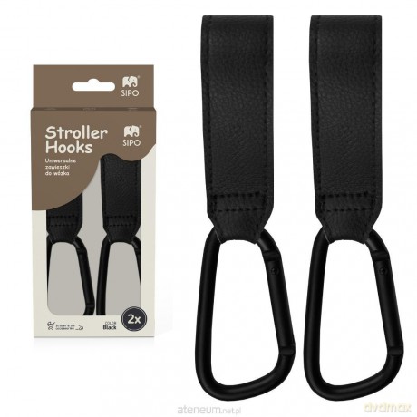 Haczyki do wózka uniwersalne czarne 2szt