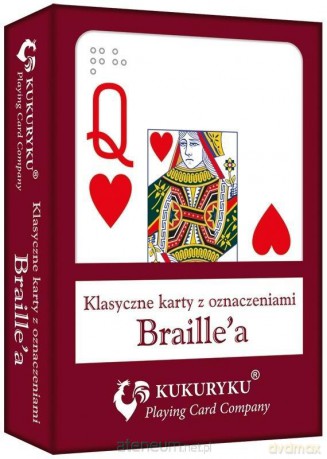 Karty do gry czerwone ze znakami Braille'a [KARTY]