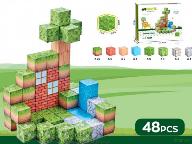 Klocki magnetyczne kostki 3D 48el [KLOCKI]