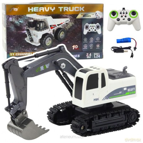Koparka gąsienicowa R/C światła dźwięki biała 1:24