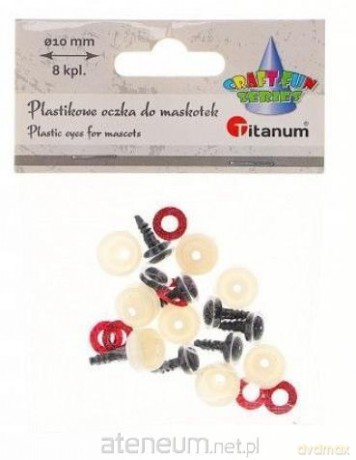 Oczy do maskotek plastikowe 10mm z mocowaniem 8szt