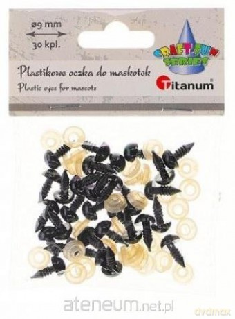 Oczy do maskotek plastikowe 9mm z mocowaniem 30szt
