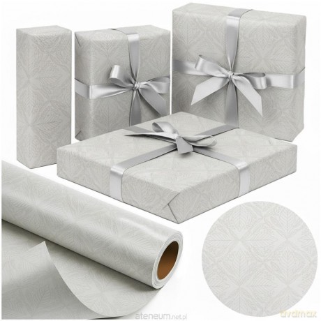 Papier ozdobny Srebrny Liść X-Strong 57cmx25m