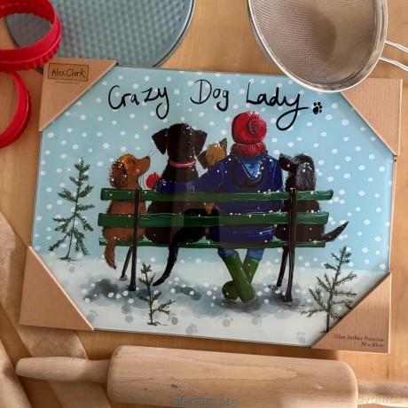 Szklana deska ozdobna Crazy Dog Lady Psiara Święta