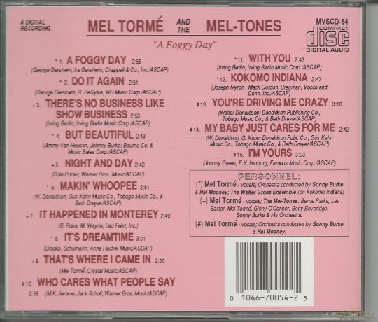 Torme' Mel And The Mel - Tones: A Foggy Day [CD]