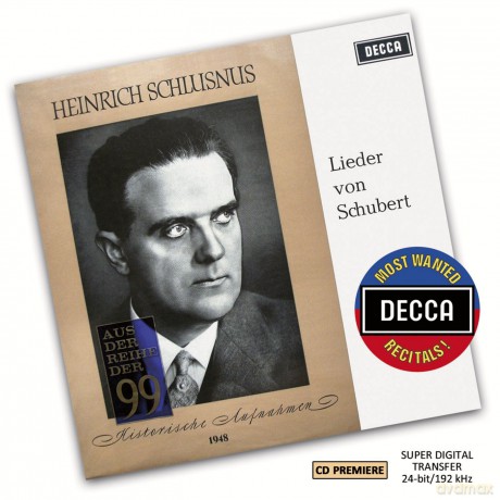 Heinrich Schlusnus: A Schubert Recital by Heinrich Schlusnus [CD]