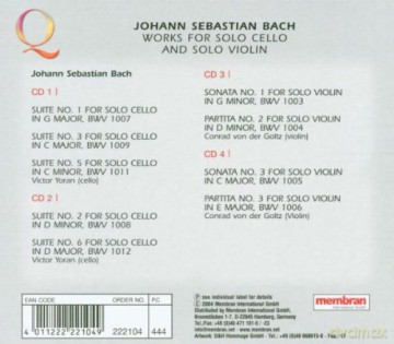 Von Der Golz: Bach:violin Sonatas/cello Stes [4CD]
