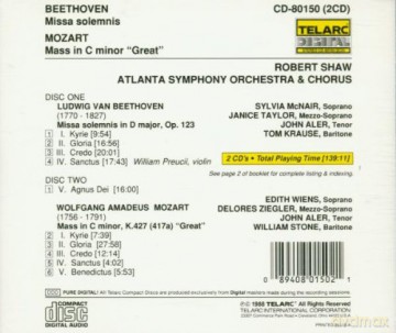 Robert Shaw: Beethoven: Missa Solemnis in D Major, Op. 123; Mozart: Mass in C Minor, K. 427 The Great [2CD]