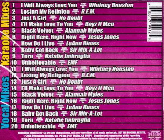Billboard Top Karaoke: 90's 1 [CD]