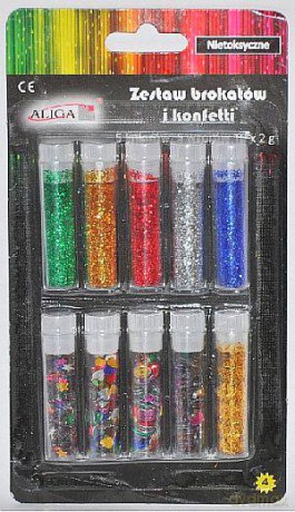 Konfetti 5 wzorów i brokat 5 kolorów 2g [SZKOŁA]