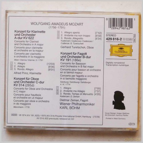 Wolfgang Amadeus Mozart: Clarinet Concerto [CD]