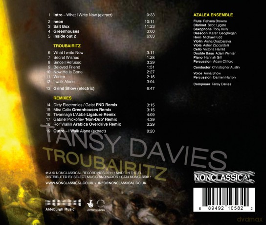 Tansy Davies: Davies:troubairitz [CD]