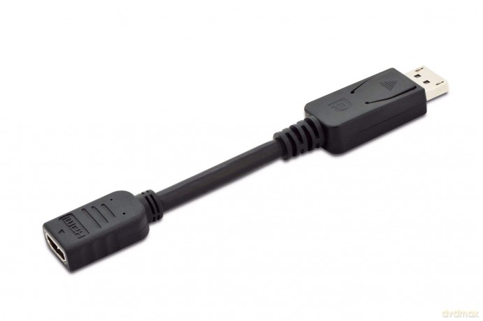 Assmann: Digitus Ak-340400-001-S 0.15m Dp Male To Hdmi Type A Female Displayport Adapter Cable - Black