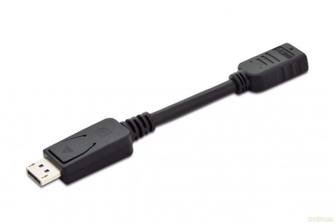 Assmann: Digitus Ak-340400-001-S 0.15m Dp Male To Hdmi Type A Female Displayport Adapter Cable - Black