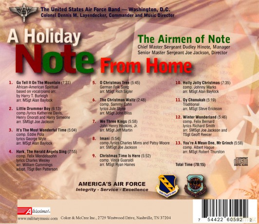 Us Air Force Band: Holiday Note From Home [CD]