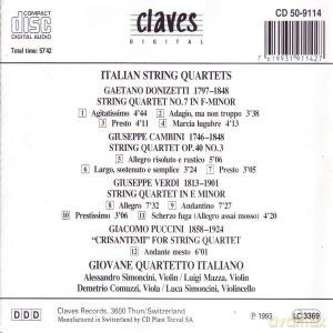 Giovane Quartetto Italiano: Italian String Quartets [CD]