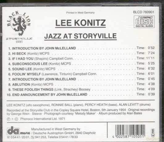 Lee Konitz: Jazz at Storyville [CD]