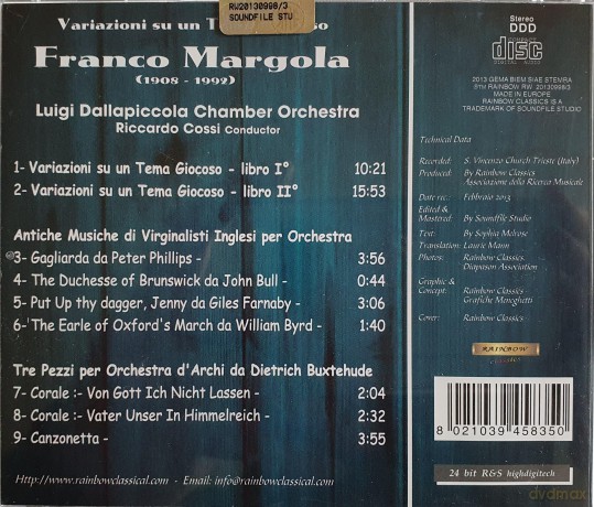 Dalla Piccola Chamber Orchestra: Margola: Variazioni Su Tema Giocoso 1-2 [CD]