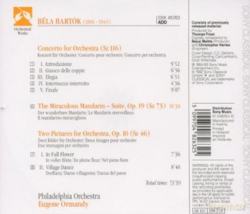 Bela Bartok: Miraculous Mandarin/ormandy [CD]