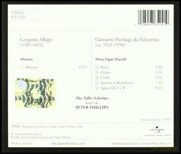 Tallis Scholars-Phil: Miserere-Missa Papae Marcelli [CD]