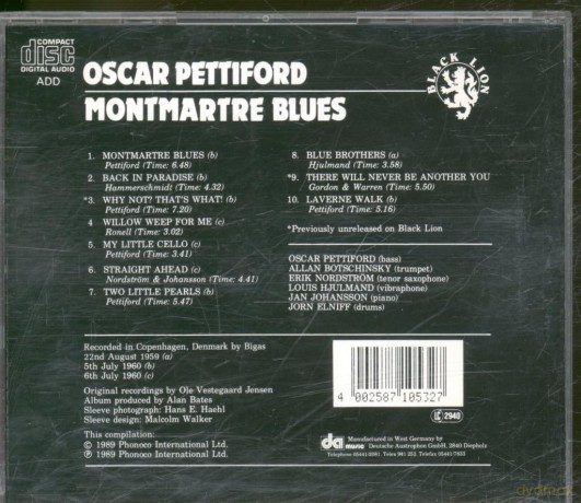 Oscar Pettiford: Montmartre Blues [CD]