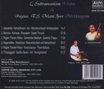 L. Subramaniam: Music For Violin And Mridangam [CD]