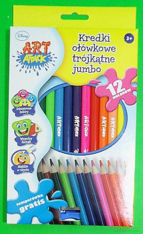 Kredki 12 kolorów trójkątne Jumbo Art Attack Disney [SZKOŁA]
