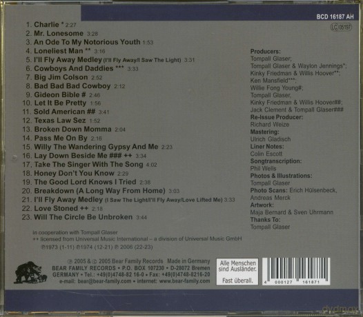 Tompall Glaser: My Notorious Youth Hillbilly Central 1 [CD]