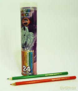 Kredki 24 sztuki w metalowej tubie [SZKOŁA]