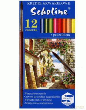 KREDKI AKWARELOWE 12 KOL. Z PĘDZELKIEM [SZKOŁA]
