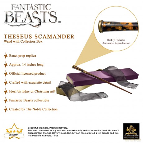 Theseus Scamander Wand in Collectors Box: Noble Collection The Fantastic Beasts Theseus Scamander Wand [CD]
