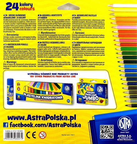 Kredki akwarelowe 24 kolory [SZKOŁA]
