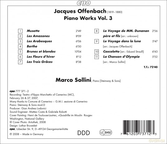Marco Sollini: Offenbach - Piano Works, Vol 3 [CD]