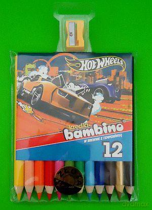 Kredki Bambino 12 kolorów w drewnie Hot Wheels [SZKOŁA]